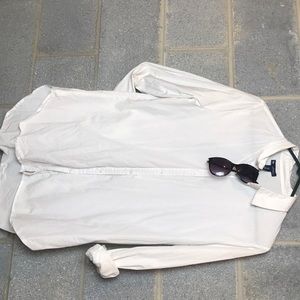 High low white long sleeve button down